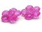2 35mm Large Bright Pink Flat Faceted Flower Plastic Shank Buttons